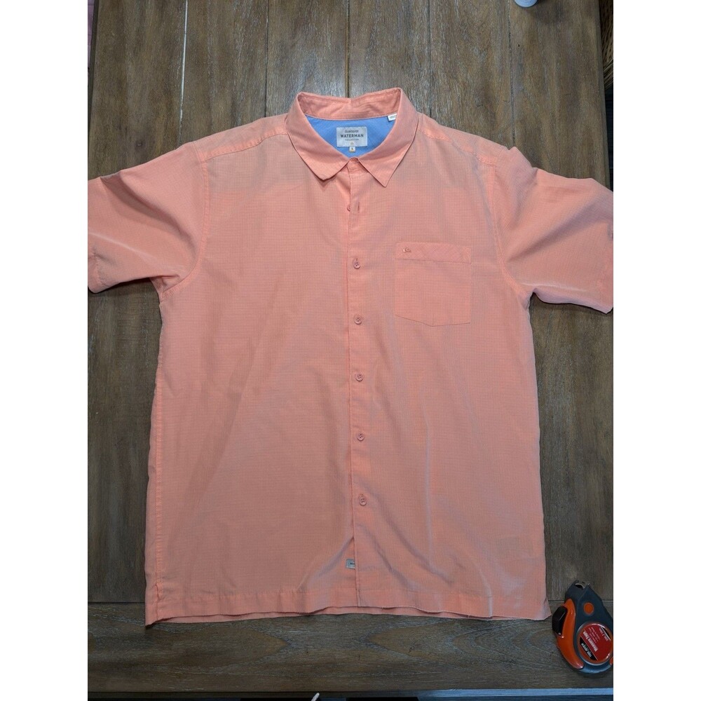 Quiksilver Waterman Comfort Fit Shirt Mens L Coral Modal Button Front Fishing!